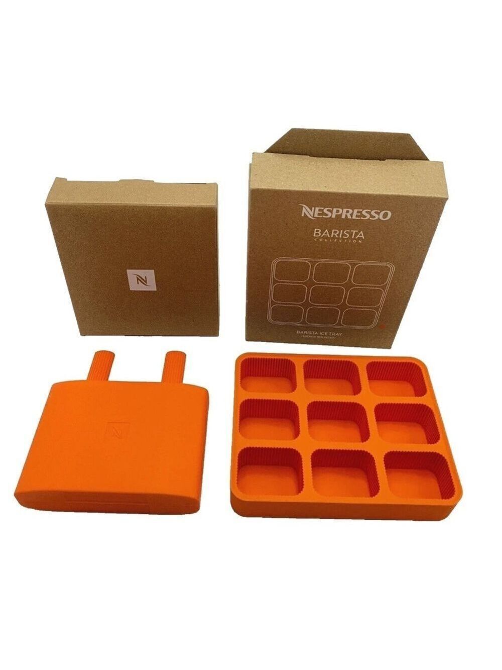Nespresso Ice Lolly Mould Orange Pantone Limited & Ice Cube Tray Silicone NIB